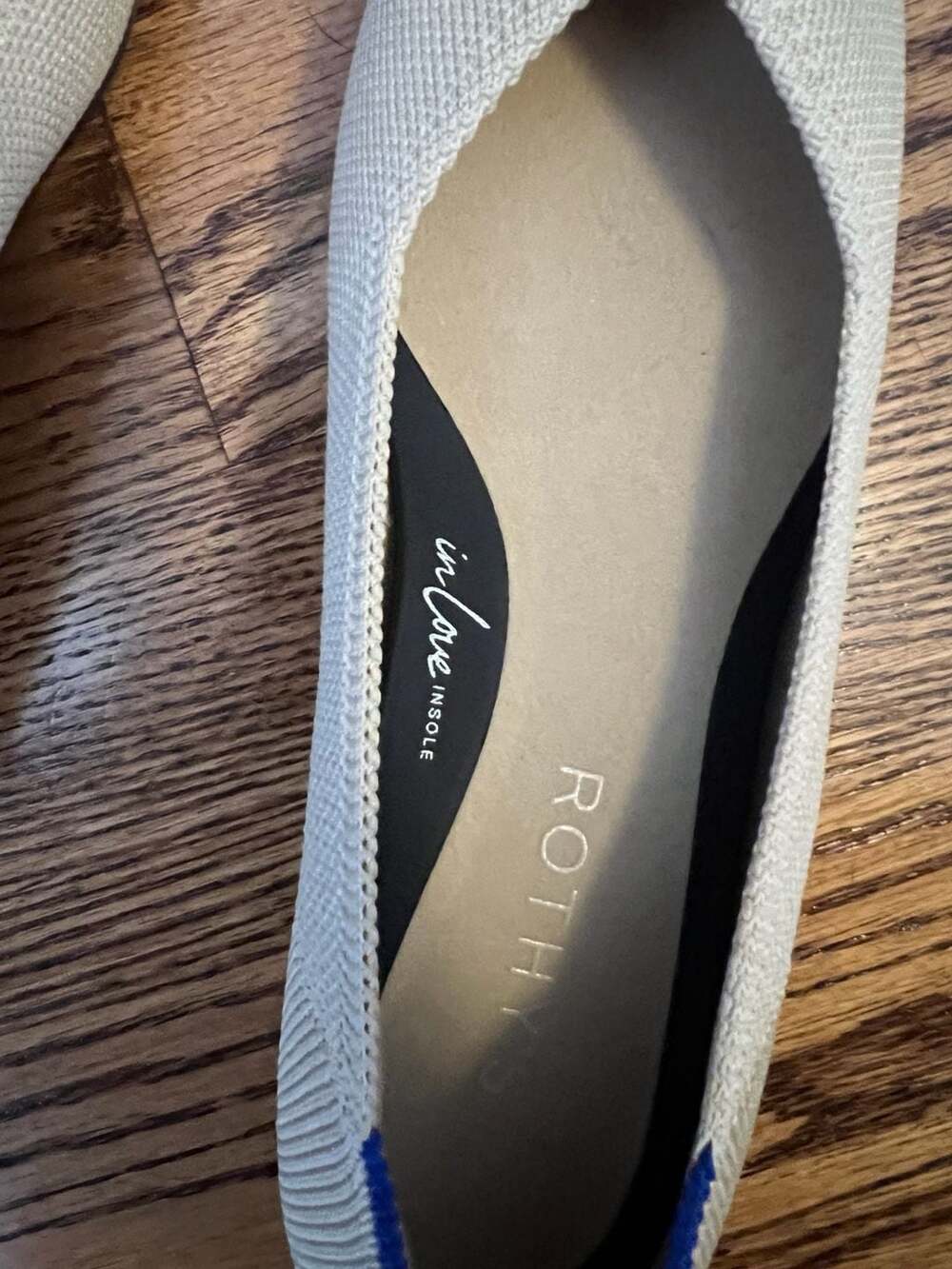 Rothy's The Point Flax Birdseye heel